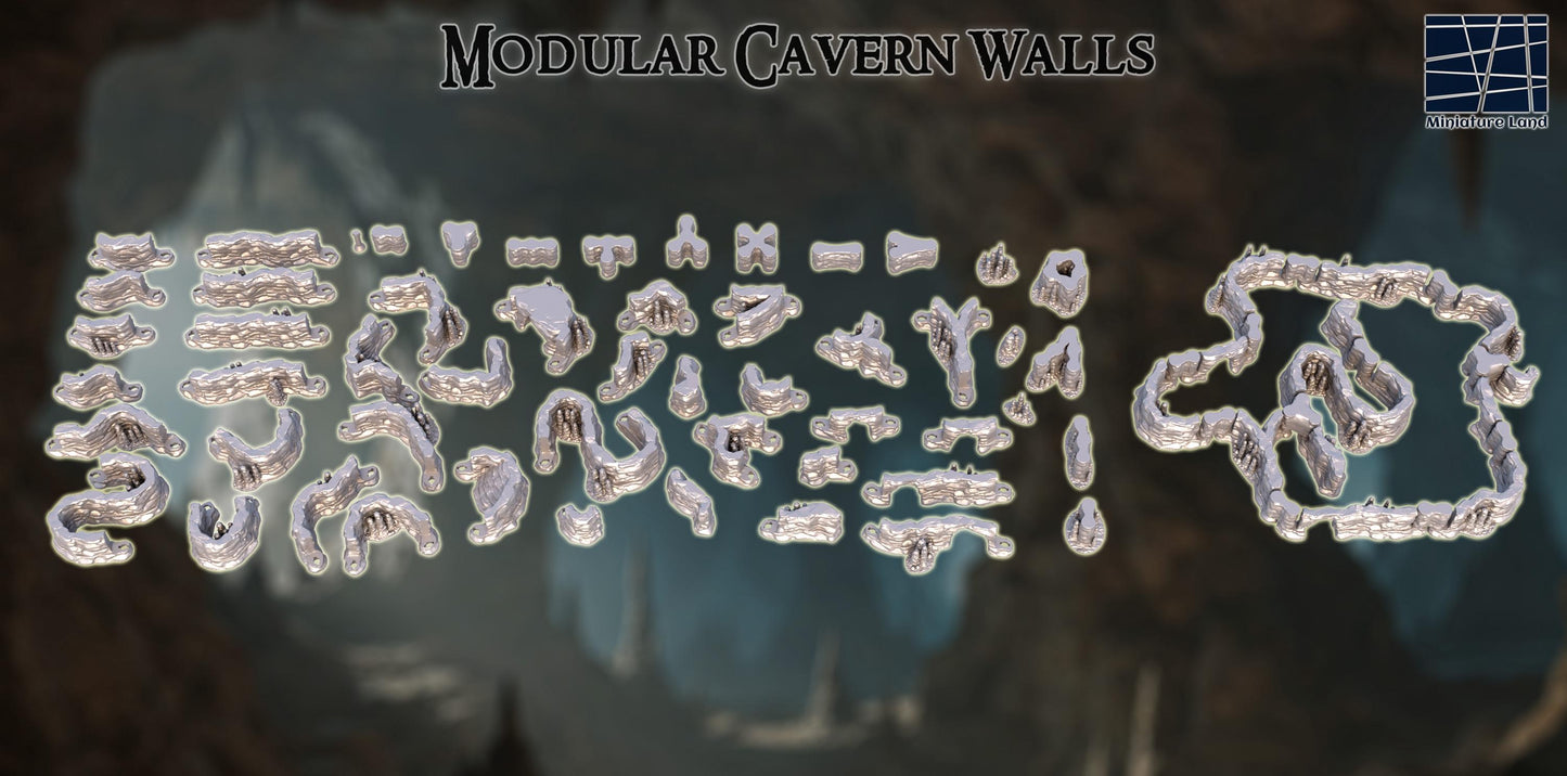 These 3D printed cavern walls form a twisting 28 mm underground maze, rendered in unpainted gray PLA for maximum customization. Each piece locks naturally into the next, creating organic drips, ridges, and stone folds that feel lifted straight from a real subterranean pocket. Designed for a 1-inch grid, the set builds out atmospheric dungeons for DnD / Pathfinder / wargaming adventures. Your players will feel the torchlight fade as the caverns fold deeper into darkness.