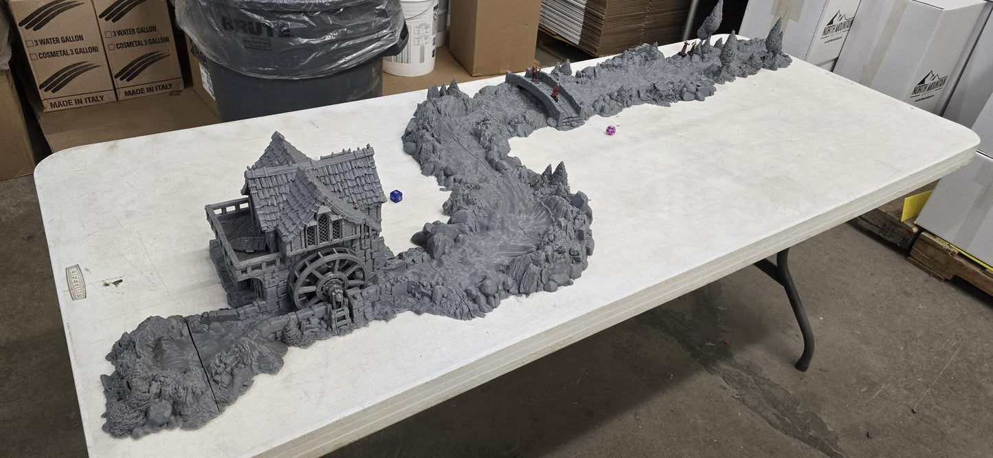 Guardia Modular Riverways – 28mm Kingdom of Guardia Terrain, 3D Printed Unpainted PLA River System