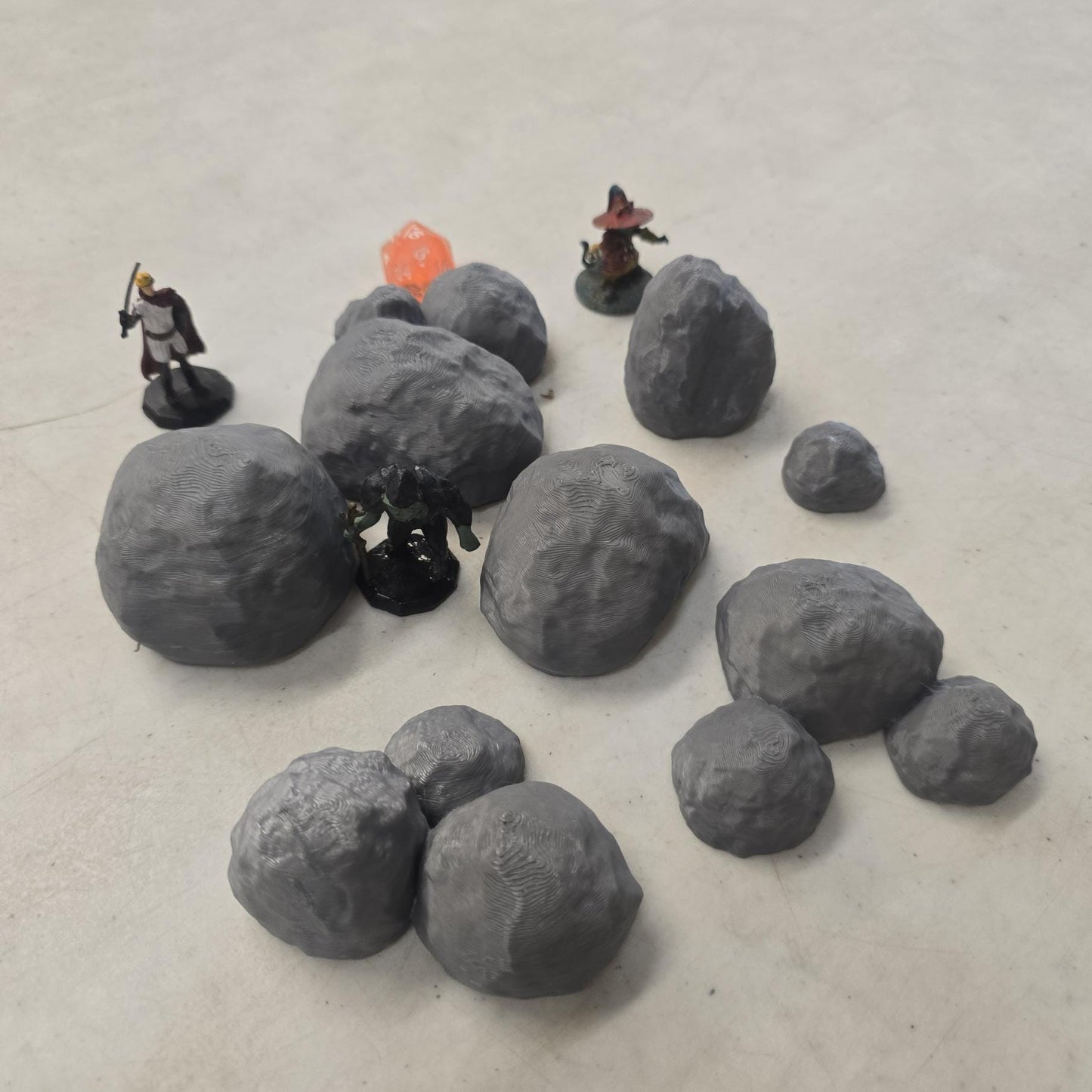 28mm Rock Pile Scatter – 3D Printed Unpainted PLA Terrain for Tabletop RPGs