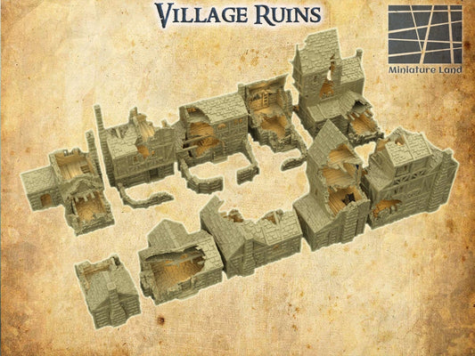 Village Ruin Set, 28mm, Ruins, DnD Ruins, 10 Ruins