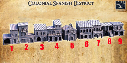 Colonial Spanish District 28mm, 9 Buildings, Pirate Village