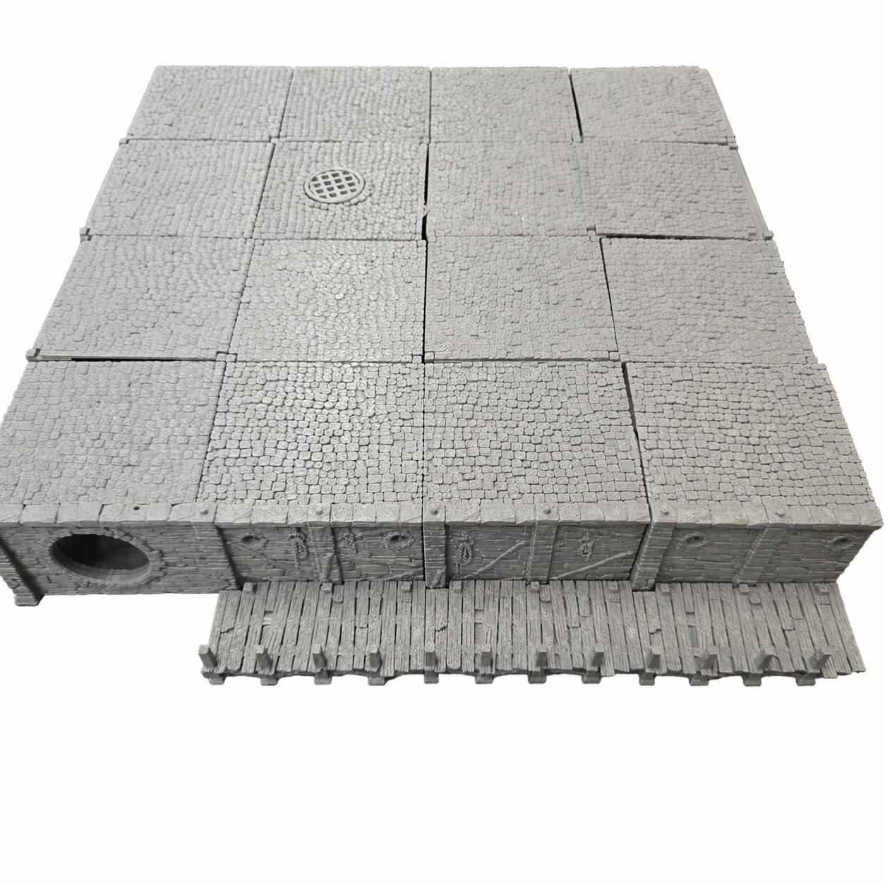 Quay Sewer Set 28mm – 3D Printed Unpainted PLA Modular Sewer Terrain for Tabletop RPGs