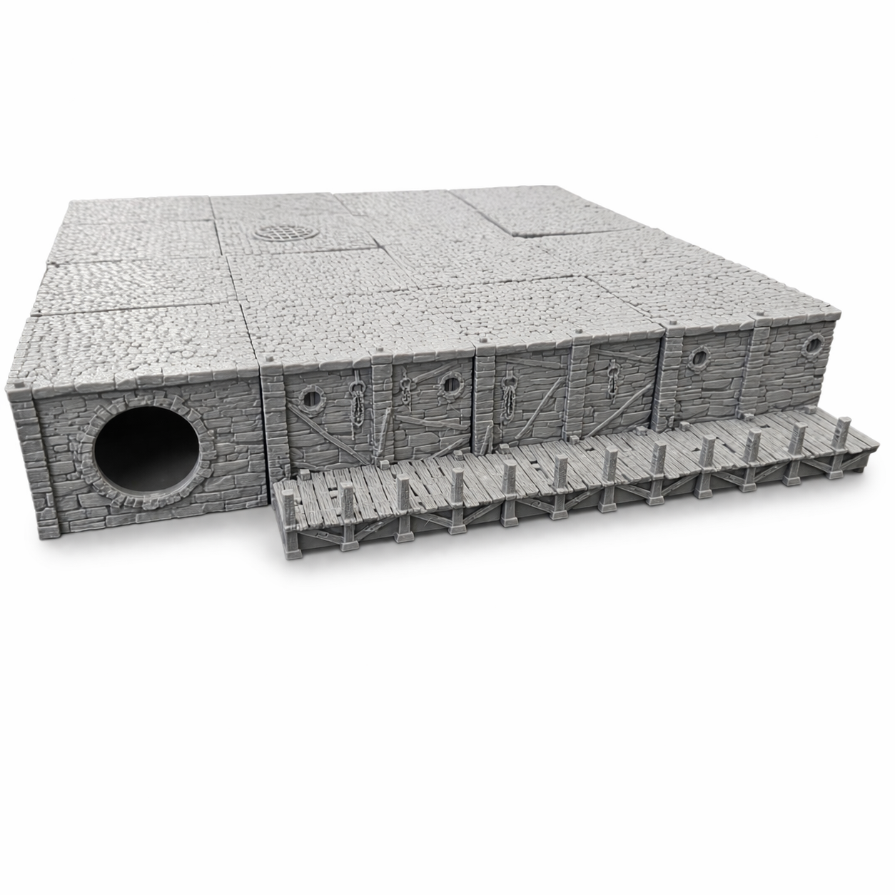Quay Sewer Set 28mm – 3D Printed Unpainted PLA Modular Sewer Terrain for Tabletop RPGs