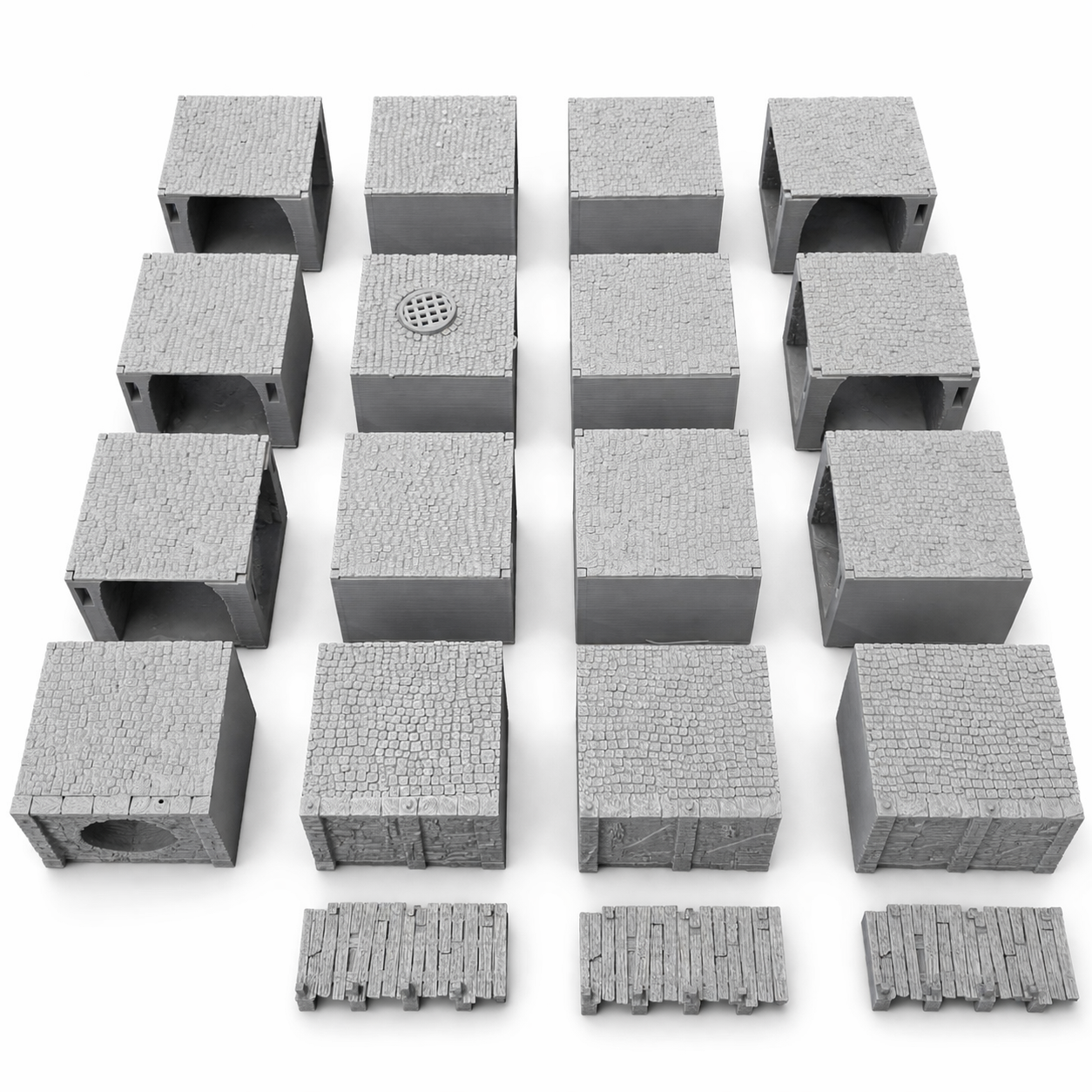 Quay Sewer Set 28mm – 3D Printed Unpainted PLA Modular Sewer Terrain for Tabletop RPGs
