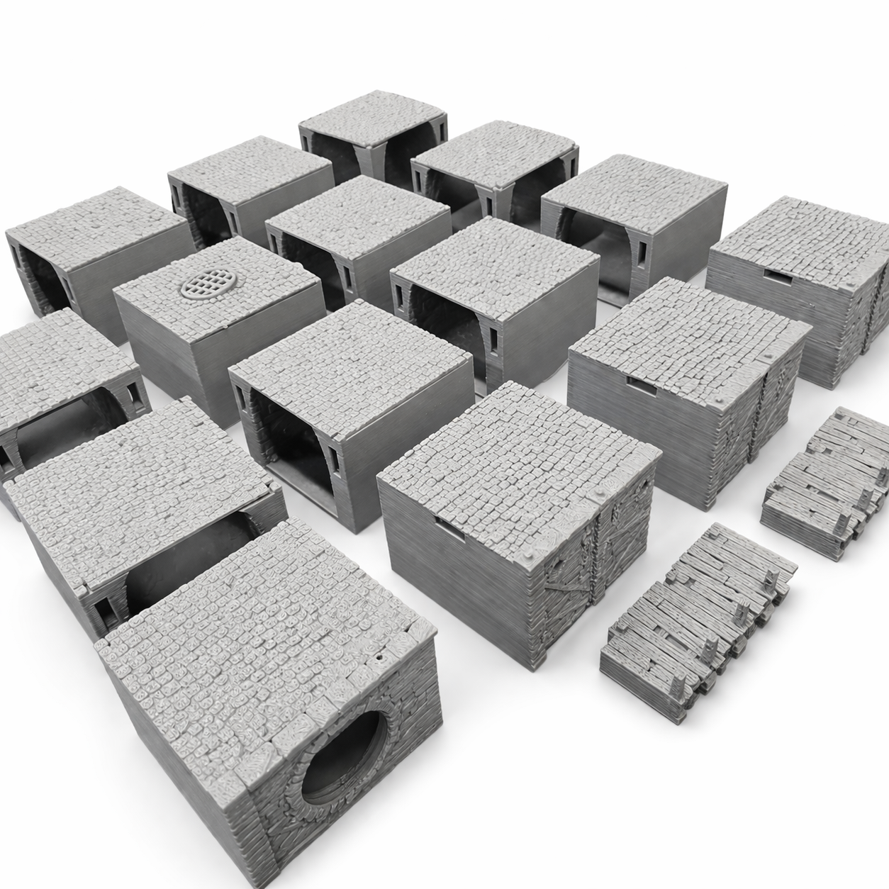 Quay Sewer Set 28mm – 3D Printed Unpainted PLA Modular Sewer Terrain for Tabletop RPGs