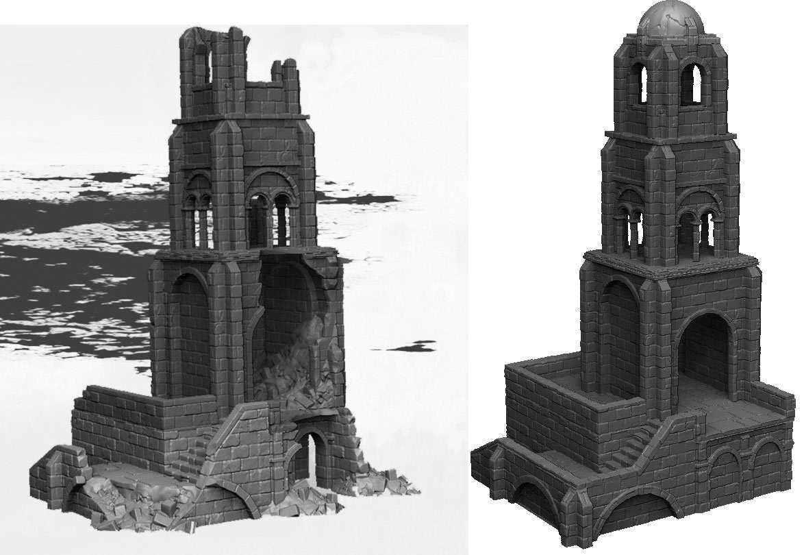 lord of the rings, tower, osgiliath, lotr, dnd, tabletop terrain