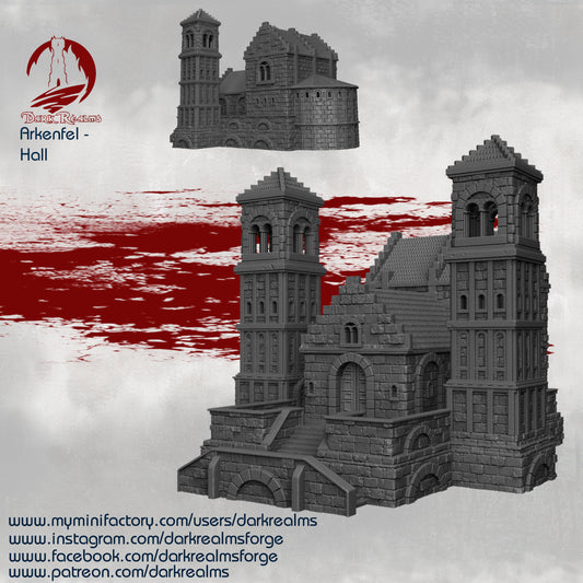 Dark Realms Arkenfel - Hall Building Multi Level 28mm Terrain - - Dungeons and Dragons - 28mm Terrain - terrain