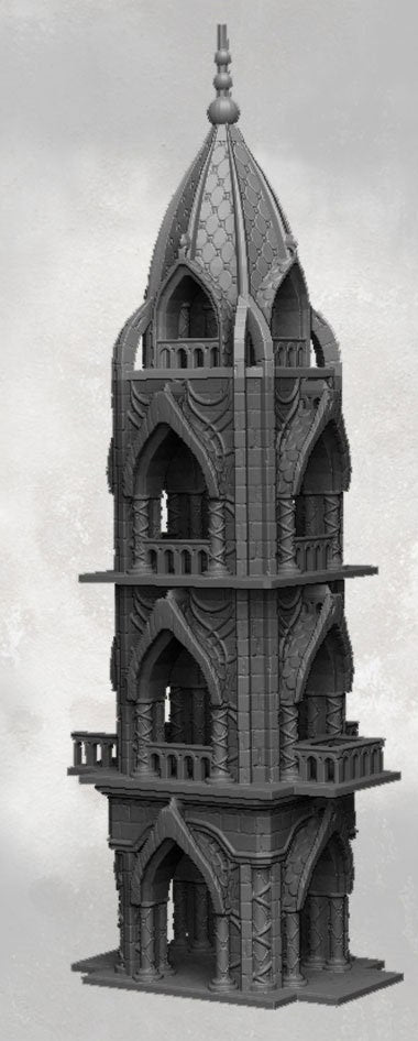 Elven Guard Tower & Walkway, Dungeons and Dragons Tower, Warhammer, Dark Realms, citrine tower, 15mm Scale