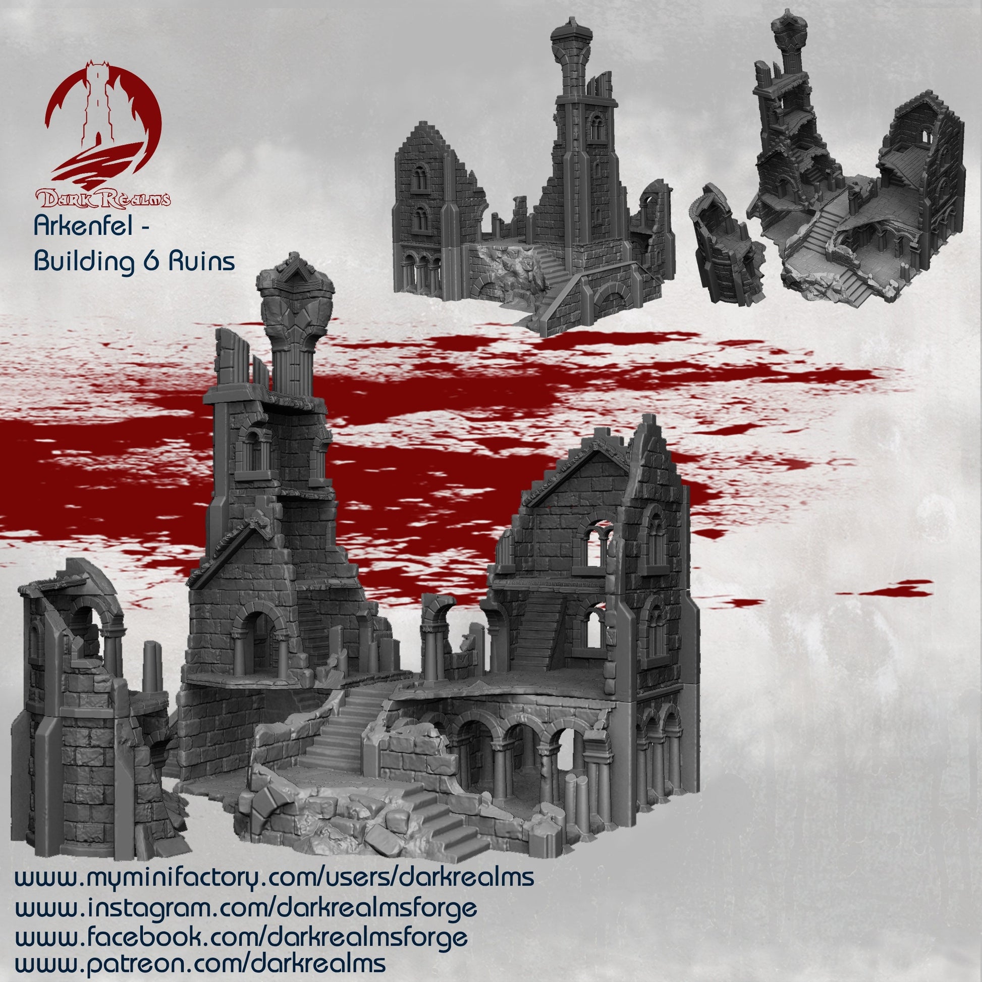 Dark Realms, Tower, Tower Ruins, Arkenfel, Tower or Sorrow, Warhammer, Dungeons and Dragons, Warhammer Terrain, gift, Terrain Gift, 28mm terrain, Tabletop Terrain