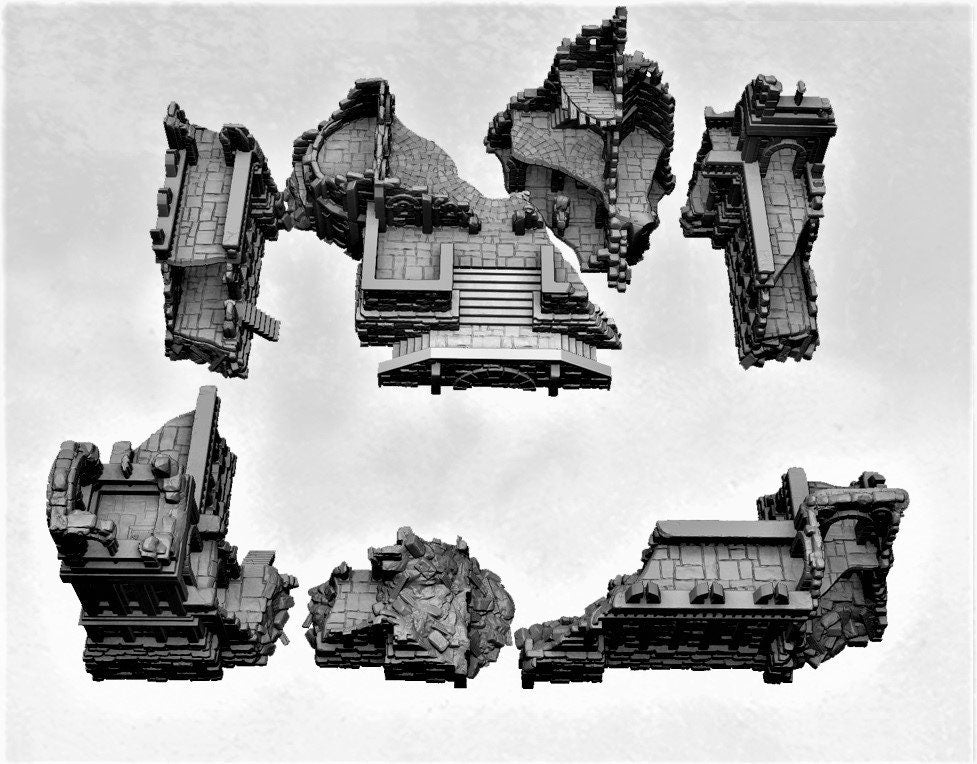 Tabletop Ruins, Barracks Ruin, Ruins, Dungeons and Dragons, Tabletop Terrain, RPG, WarGame, warhammer terrain, warhammer, Dnd, 28mm, 32mm, role playing, Tabletop, Barracks, Dark Realms 28mm, Miniature, Grey, Plastic, Toy, Playset, TabletopGaming