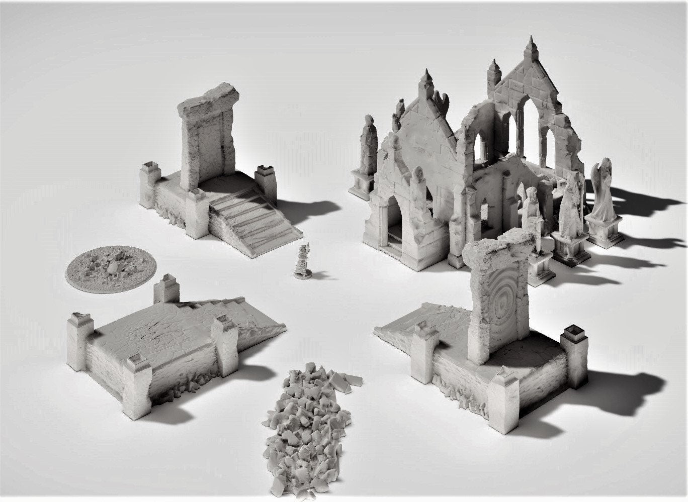 DnD Miniature, 40k Terrain,Train Terrain,Tabletop Town,Tabletop Game,Dnd Table,DND Terrain,DND Miniatures,gaming terrain,inn,taverntemple, temple ruins, this temple is a huge reminder of the fall of religion, dungeons & dragons ruin, mordheim, damned