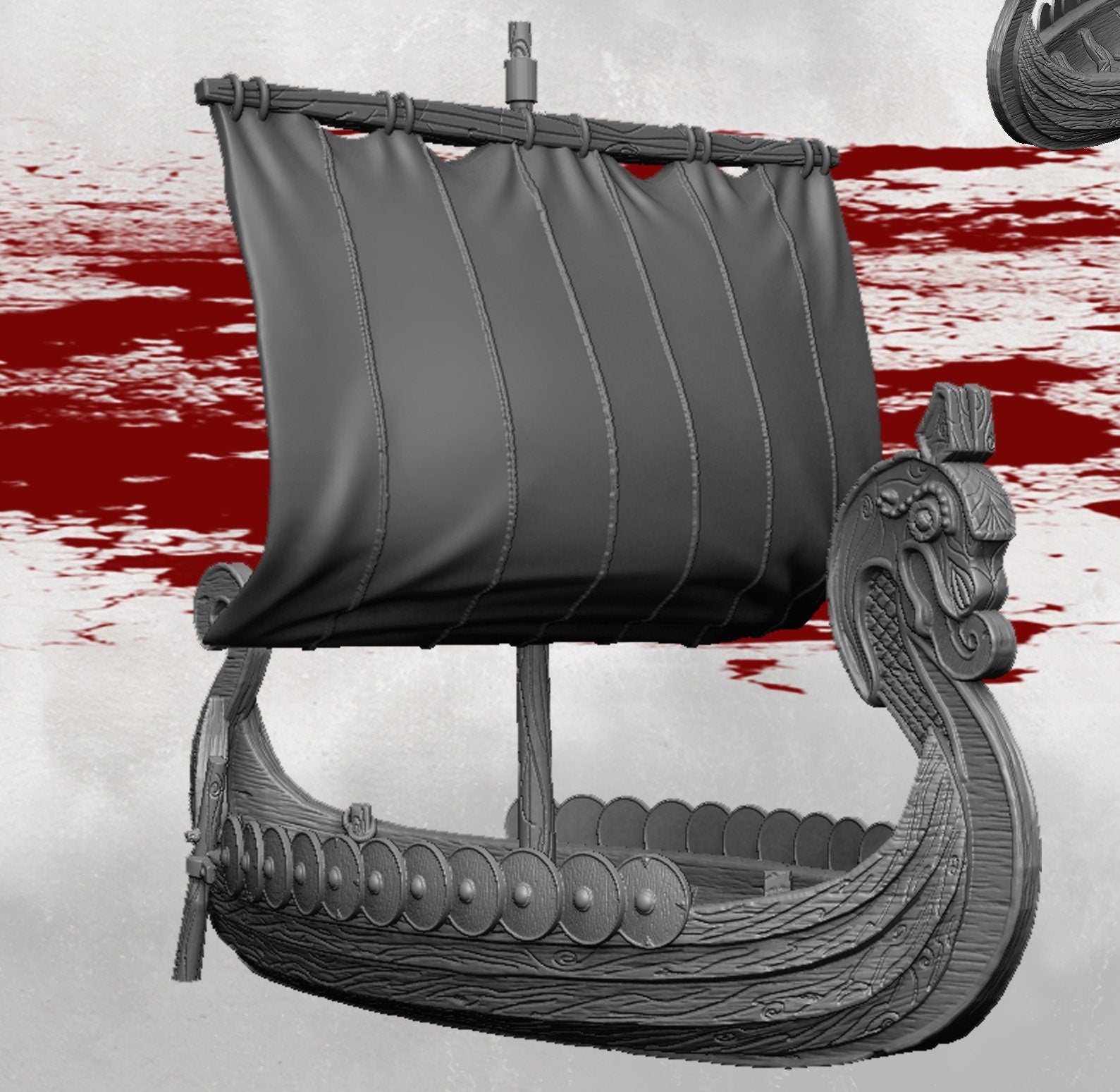 Viking Invader Ship - Viking Long Boat - Warhammer - Dungeons and Dragons - 28mm Terrain - warhammer terrain - Boat