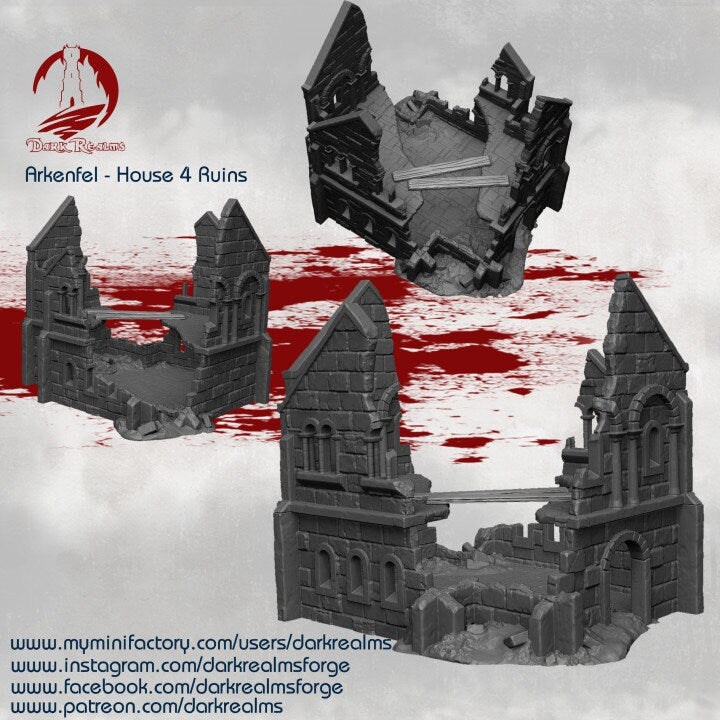 Common House Ruins, Arkenfel House 4 ruins, Warhammer Ruins, Warhammer terrain, Dungeons and Dragons Terrain, Dnd Ruins, Ruins