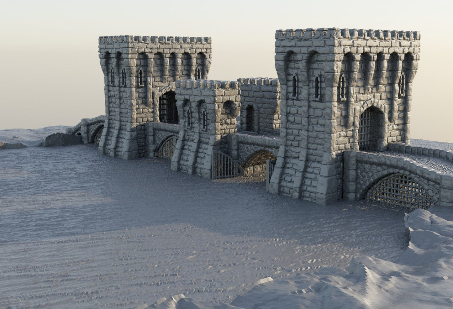 River Patrol Bridge, River gate, River Defense, Defense Tower, Guard Tower, Tower Bridge, Warhammer, Dungeons and Dragons, 28mm, Warhammer Terrain, Bridge terrain, Gondor, Terrain, Riverdale, Swamp Terrain, water crossing, bridge crossing, rpg