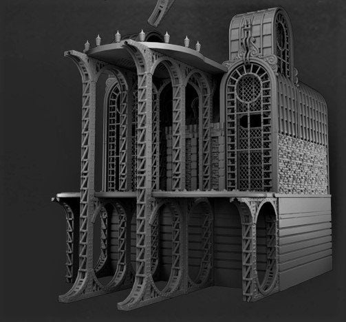 Steampunk, Steampunk Terrain, Warhammer Terrain, Warhammer, Industrial Terrain, Urban Terrain, City Building, Laandan, Gift, Modern Steampunk, Warhammer battle, Tower terrain, Airstrip, Terrain, gift, Airship terrain, 28mm terrain, Tabletop Terrain
