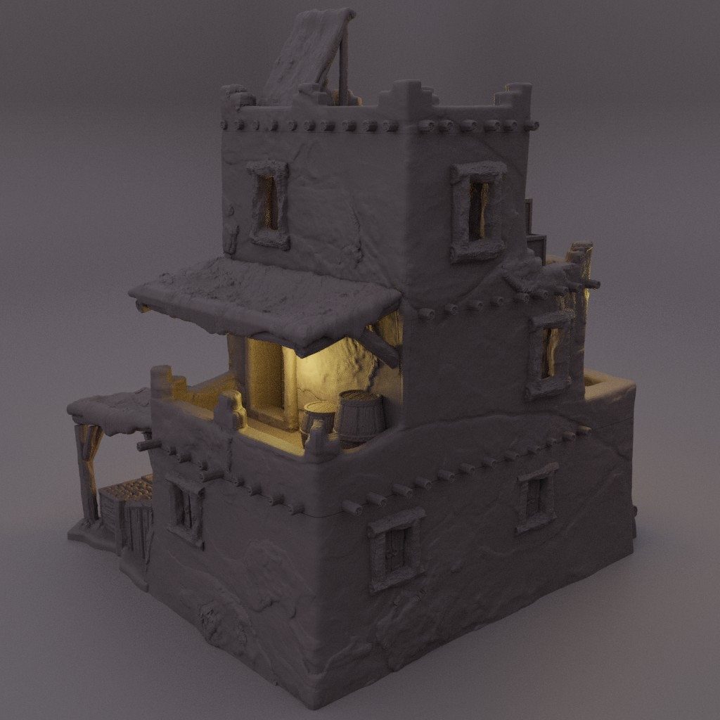 Desert Merchant, Desert Market, Arabian Bazaar, Sand Market, Dungeons and dragons, Warhammer, Market, Merchant House, ruin, market city, castle, city, terrain, miniature, nomad, nomad house, tabletop terrain, terrain, tabletop