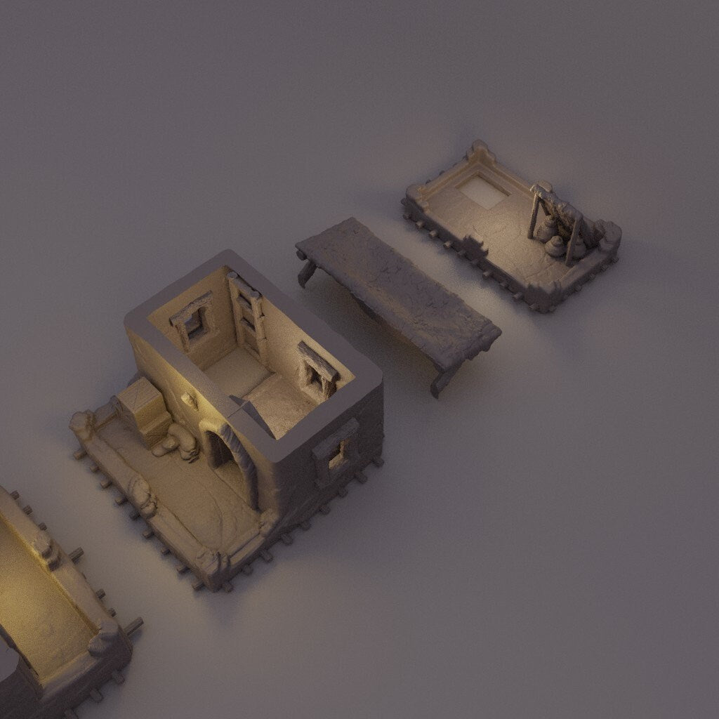 Desert Merchant, Desert Market, Arabian Bazaar, Sand Market, Dungeons and dragons, Warhammer, Market, Merchant House, ruin, market city, castle, city, terrain, miniature, nomad, nomad house, tabletop terrain, terrain, tabletop