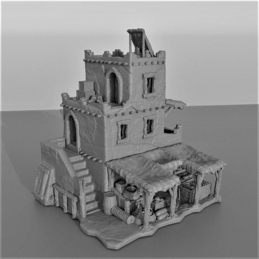 Desert Merchant, Desert Market, Arabian Bazaar, Sand Market, Dungeons and dragons, Warhammer, Market, Merchant House, ruin, market city, castle, city, terrain, miniature, nomad, nomad house, tabletop terrain, terrain, tabletop