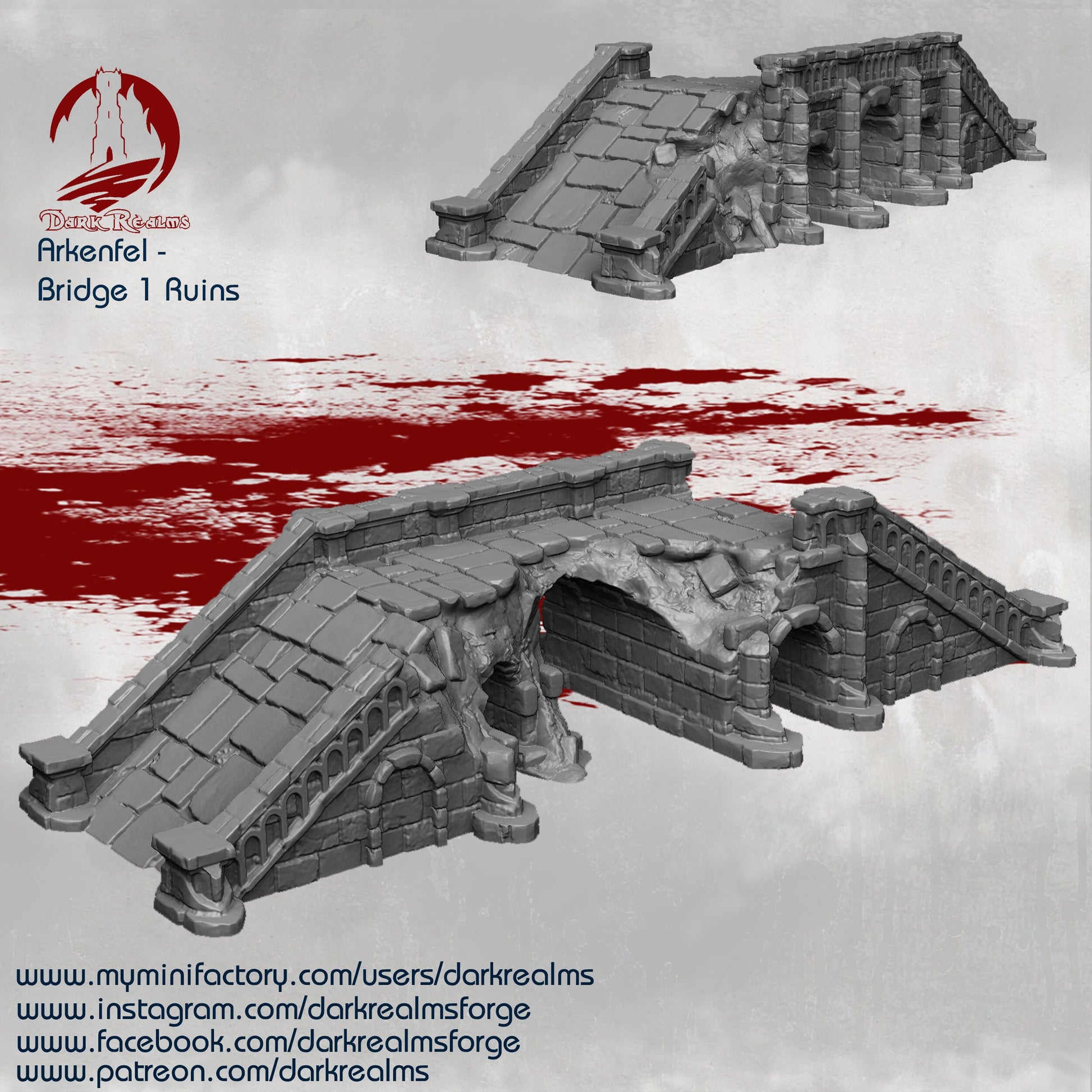 Arkenfel Stone Bridge ruins, Dungeons and Dragons, warhammer, tabletop Terrain,