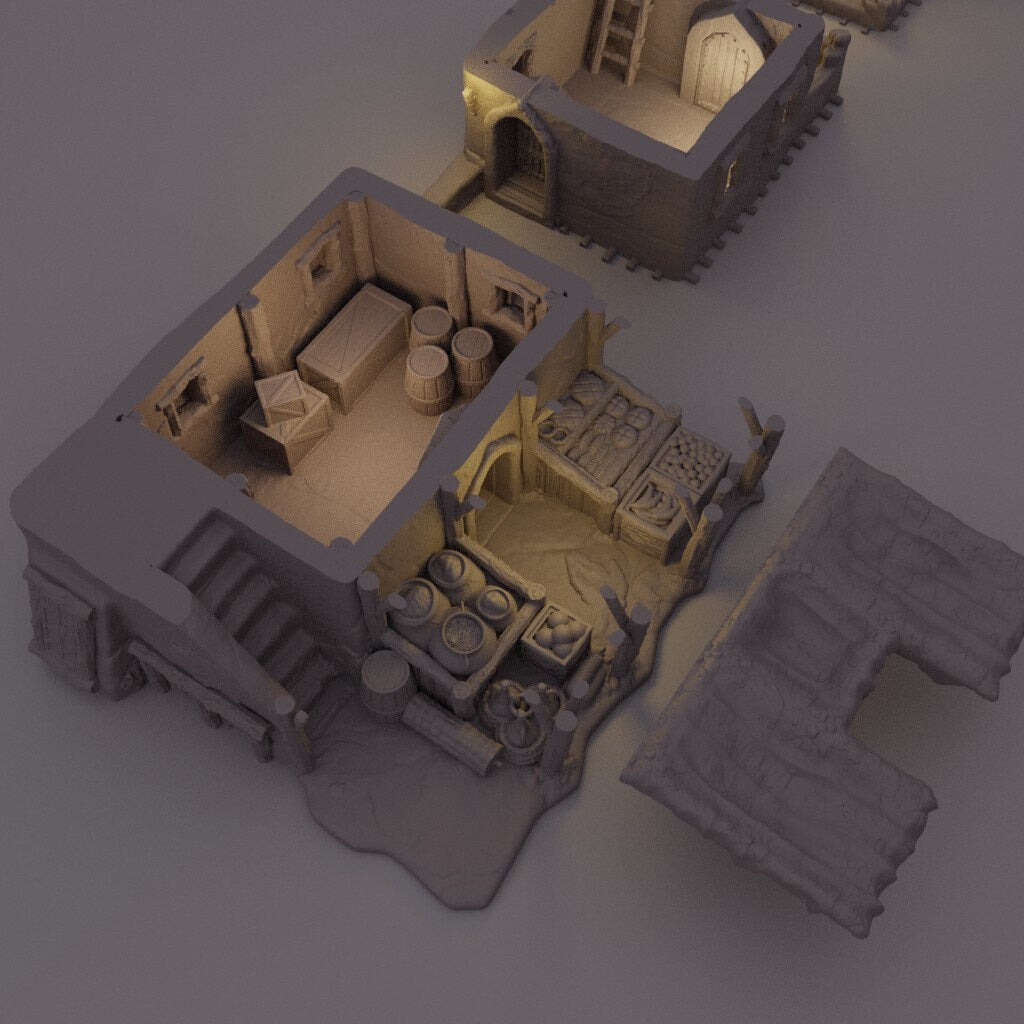Desert Merchant, Desert Market, Arabian Bazaar, Sand Market, Dungeons and dragons, Warhammer, Market, Merchant House, ruin, market city, castle, city, terrain, miniature, nomad, nomad house, tabletop terrain, terrain, tabletop