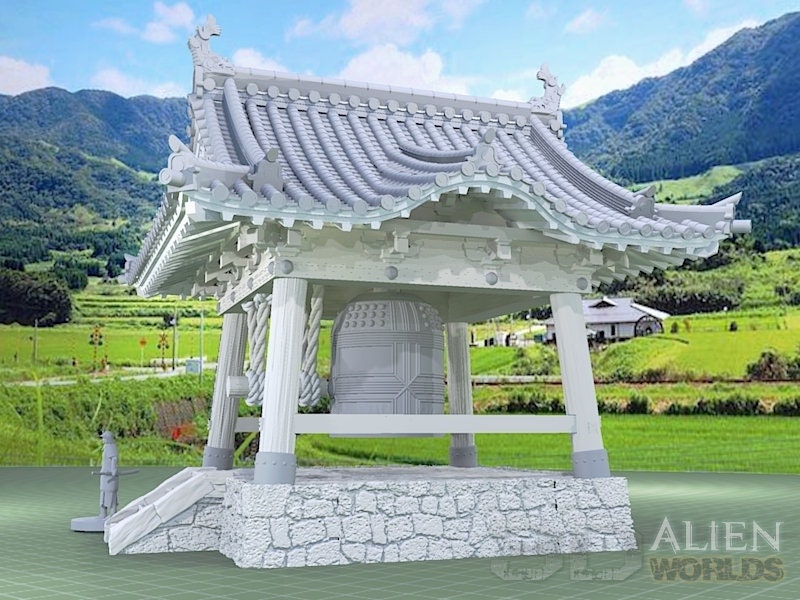 samurai, samurai Castle, ninja, japanese, japan, Dungeons and Dragons, Castle, palace, Castle Terrain, wargaming, Dungeons and Dragons, miniatures, 3D printed, Fantasy Inn, Fantasy Terrain, RPG Terrain, Age of Sigmar, Fantasy Village, Tabletop, bell