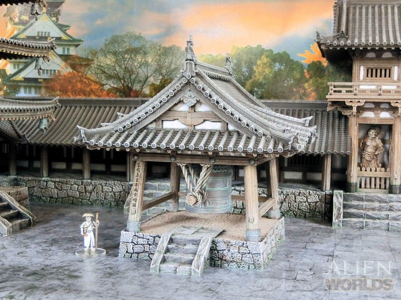 samurai, samurai Castle, ninja, japanese, japan, Dungeons and Dragons, Castle, palace, Castle Terrain, wargaming, Dungeons and Dragons, miniatures, 3D printed, Fantasy Inn, Fantasy Terrain, RPG Terrain, Age of Sigmar, Fantasy Village, Tabletop, bell