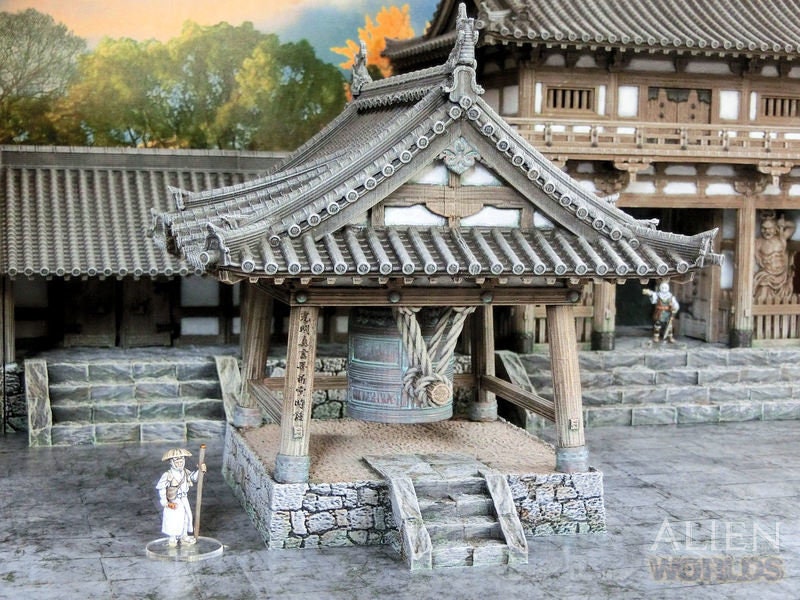 samurai, samurai Castle, ninja, japanese, japan, Dungeons and Dragons, Castle, palace, Castle Terrain, wargaming, Dungeons and Dragons, miniatures, 3D printed, Fantasy Inn, Fantasy Terrain, RPG Terrain, Age of Sigmar, Fantasy Village, Tabletop, bell