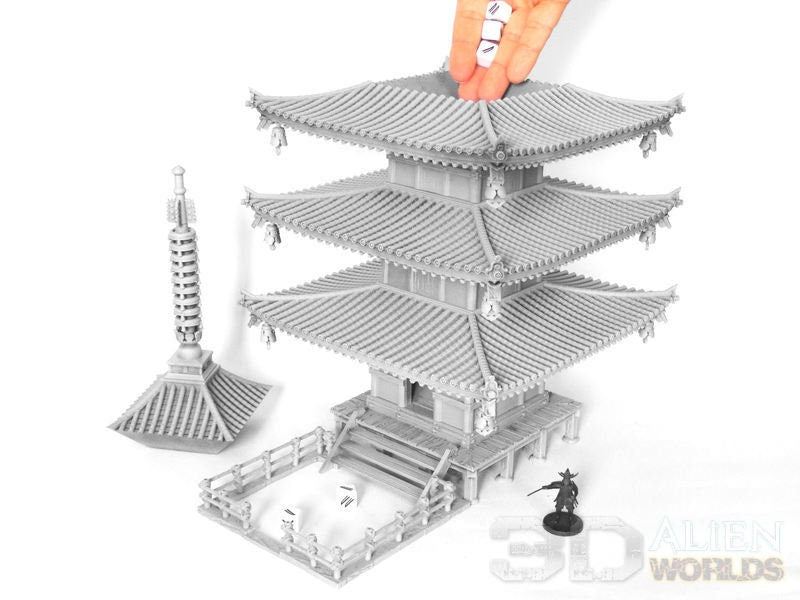 samurai, samurai Castle, ninja, japanese, japan, Dungeons and Dragons, Castle, palace, Castle Terrain, wargaming, Dungeons and Dragons, miniatures, 3D printed, Fantasy Inn, Fantasy Terrain, RPG Terrain, Age of Sigmar, Fantasy Village, Tabletop, bell