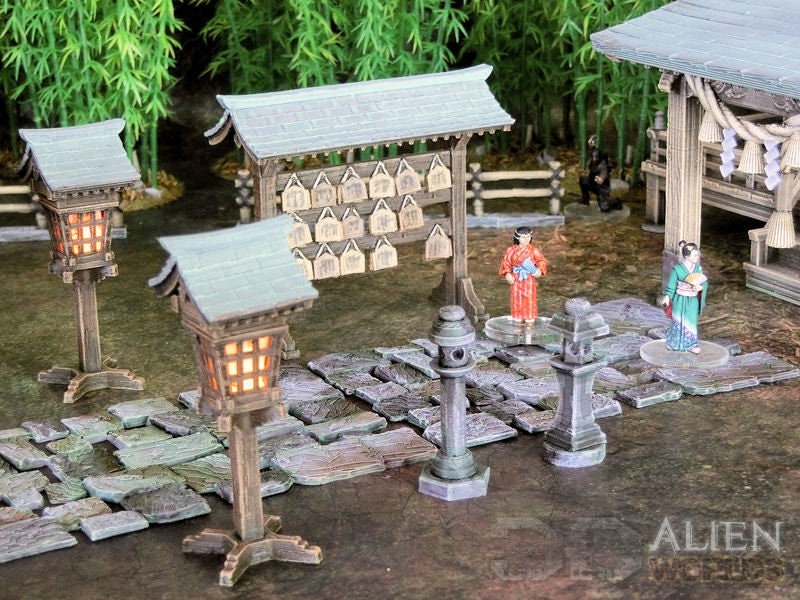 Shrine Set, Samurai Shrine, Japanese Shrine, Japan Shrine, samurai, samurai Castle, ninja, japanese, palace, Castle Terrain, wargaming, Dungeons and Dragons, miniatures, Fantasy Inn, Fantasy Terrain, RPG Terrain, Fantasy Village, Tabletop, bell