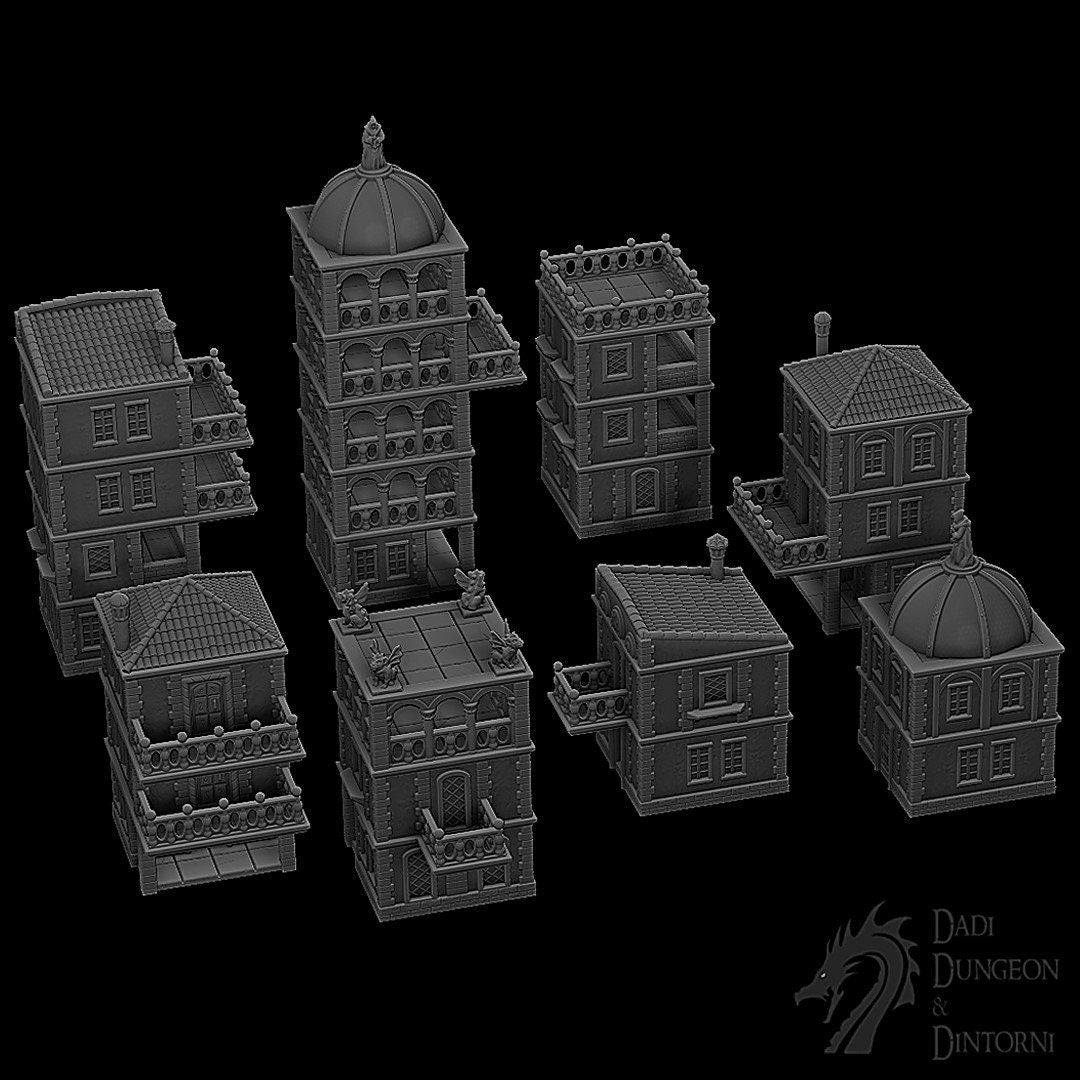 tabletop terrain, Modular Terrain, Town Builder, city buildings, City Terrain, wargaming, Dungeons and Dragons, Fantasy Village, Tabletop, Tabletop terrain, Tabletop RPG, Modular City, Modular, game terrain, Bundle, board game, 28mm, Set, Box Set
