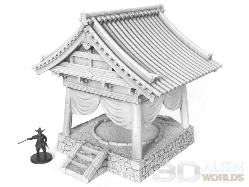samurai, samurai Castle, ninja, japanese, japan, Dungeons and Dragons, Castle, palace, Castle Terrain, wargaming, Dungeons and Dragons, miniatures, 3D printed, Fantasy Inn, Fantasy Terrain, RPG Terrain, Age of Sigmar, Fantasy Village, Tabletop, bell