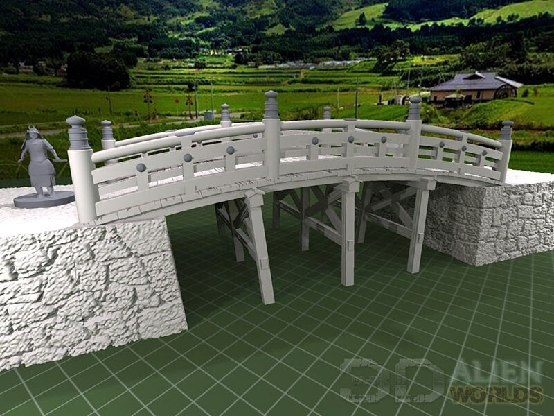 Bridges,samurai, samurai Castle, ninja, japanese, japan, Dungeons and Dragons, Castle, palace, Castle Terrain, wargaming, miniatures, 3D printed, Fantasy Inn, Fantasy Terrain, RPG Terrain, Age of Sigmar, Fantasy Village, Tabletop, Bridge Set