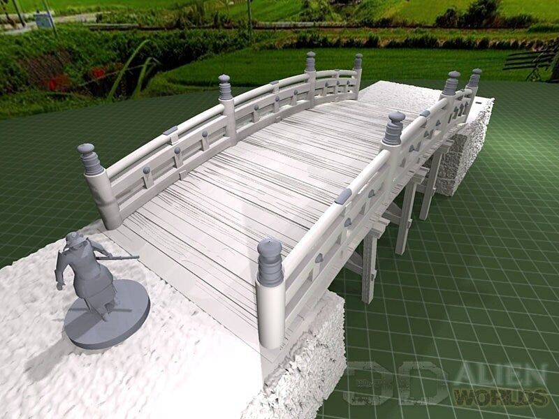 Bridges,samurai, samurai Castle, ninja, japanese, japan, Dungeons and Dragons, Castle, palace, Castle Terrain, wargaming, miniatures, 3D printed, Fantasy Inn, Fantasy Terrain, RPG Terrain, Age of Sigmar, Fantasy Village, Tabletop, Bridge Set