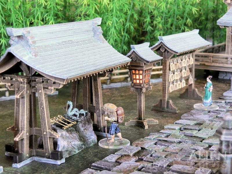 Shrine Set, Samurai Shrine, Japanese Shrine, Japan Shrine, samurai, samurai Castle, ninja, japanese, palace, Castle Terrain, wargaming, Dungeons and Dragons, miniatures, Fantasy Inn, Fantasy Terrain, RPG Terrain, Fantasy Village, Tabletop, bell