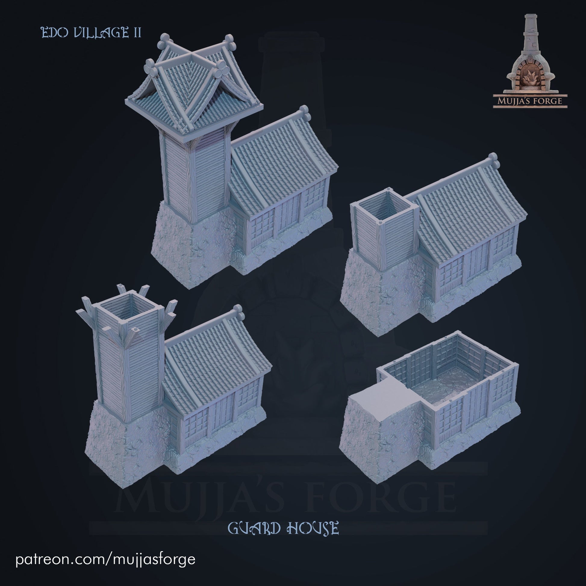 EDO Guard Tower, Edo Tower House, Samurai Tower, noble estate, farm terrain, dungeons and dragons, Castle Terrain, wargaming, Fantasy Terrain, RPG Terrain, Fantasy Village, Tabletop, Tabletop terrain, Tabletop RPG, Buildings, Town, Market Terrain