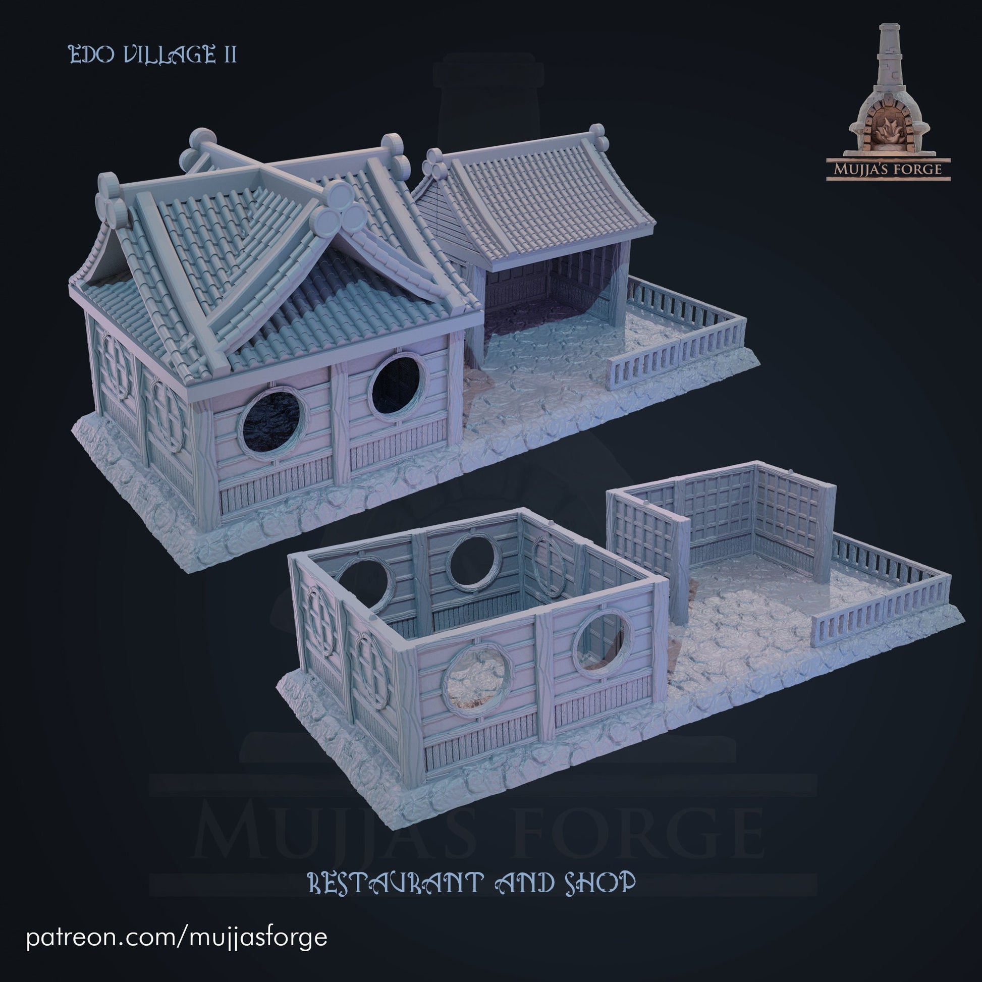 EDO Village, Shop and Restaurant, Samurai Shop, Samurai Village, EDO, Shop, Dungeons and Dragons, 28mm Terrain,Castle Terrain, wargaming, miniatures, Fantasy Terrain, RPG Terrain, AOS, Fantasy Village, Tabletop, Tabletop terrain, Tabletop RPG