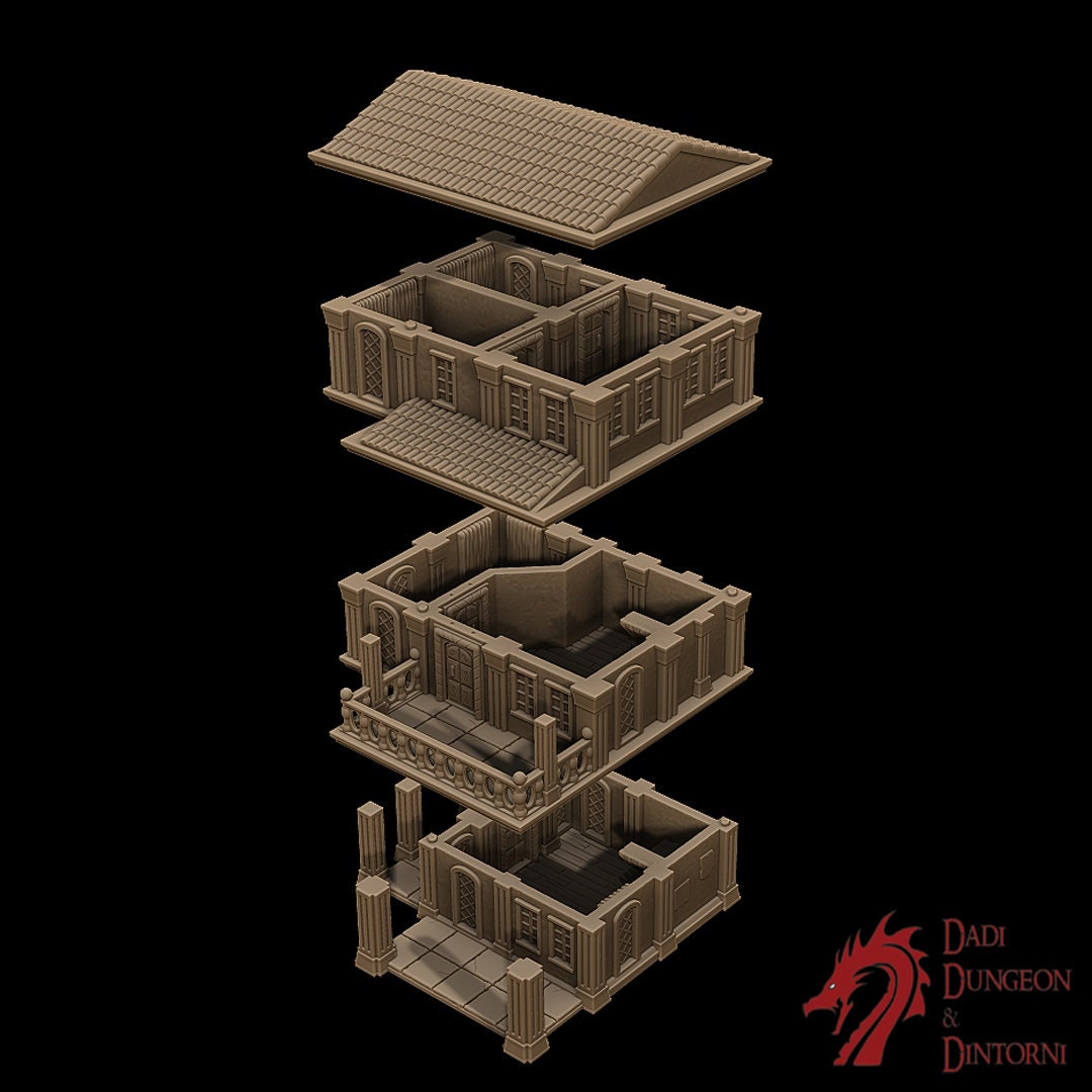 Brothel, Party house, gift, Christmas, Castle Terrain, wargaming, Dungeons and Dragons, miniatures, 3D printed, Fantasy Inn, Fantasy Terrain, RPG Terrain,  Age of Sigmar, Fantasy Village, Tabletop, Tabletop terrain, Tabletop RPG, Buildings