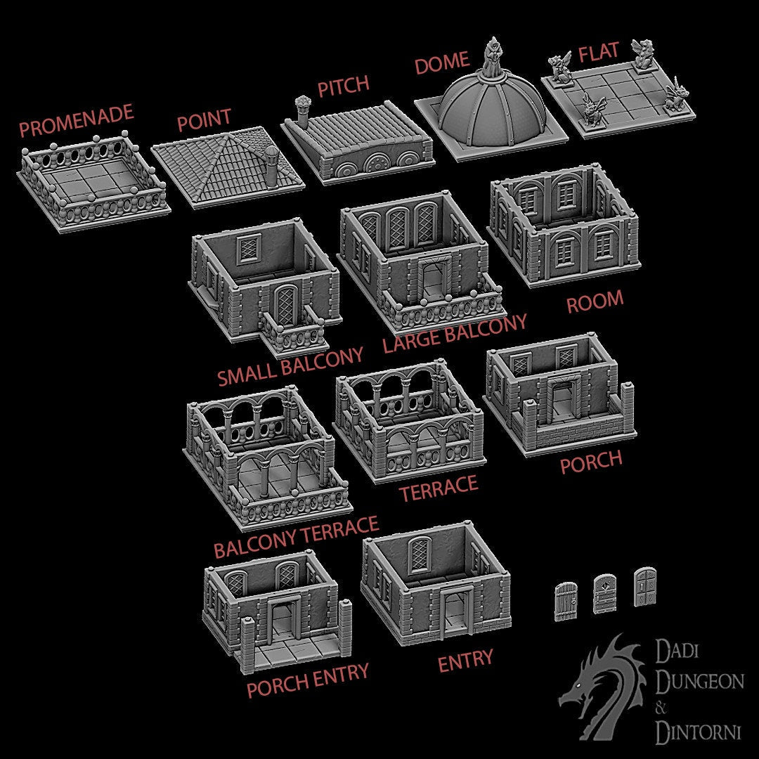 tabletop terrain, Modular Terrain, Town Builder, city buildings, City Terrain, wargaming, Dungeons and Dragons, Fantasy Village, Tabletop, Tabletop terrain, Tabletop RPG, Modular City, Modular, game terrain, Bundle, board game, 28mm, Set, Box Set