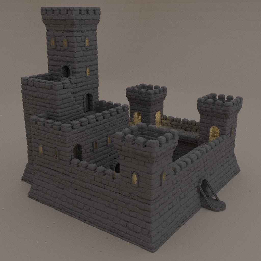 Island Castle, Castle, Fortress, Island Fort, Small Fort, Castle Clostra, Fort, Dungeons and Dragons, Castle Terrain, tabletop terrain, Tabletop Gaming, Wargaming, RPG, Terrain, Stockade, dnd building terrain, 28mm castle, dungeons and dragons gift