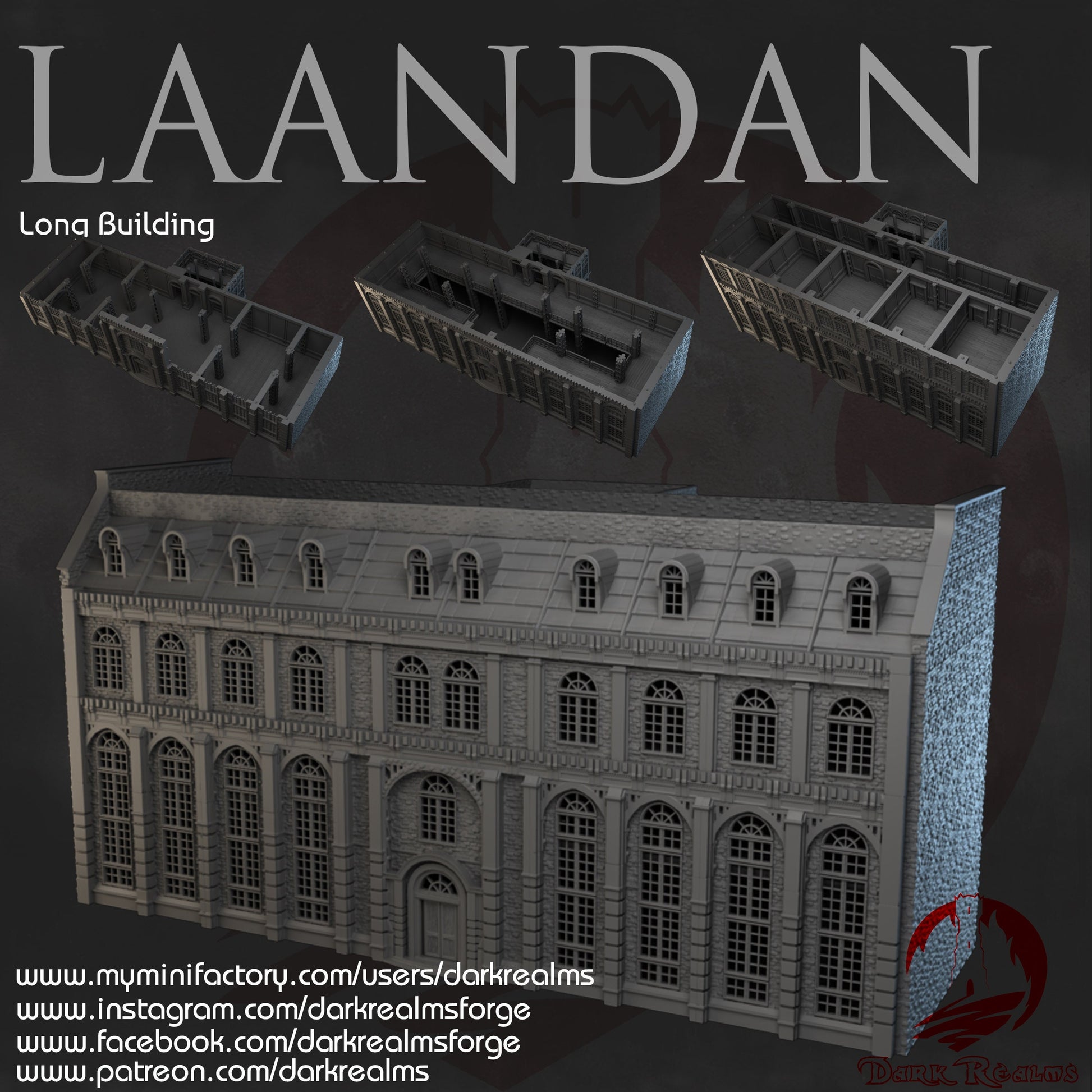 steampunk, modern, industrial terrain, post apocalyptic, warhammer, Tabletop Terrain, Tabletop games, wargaming, table top, terrain, Steampunk Laandan, Long building, Victorian Terrain, modular building, modular terrain
