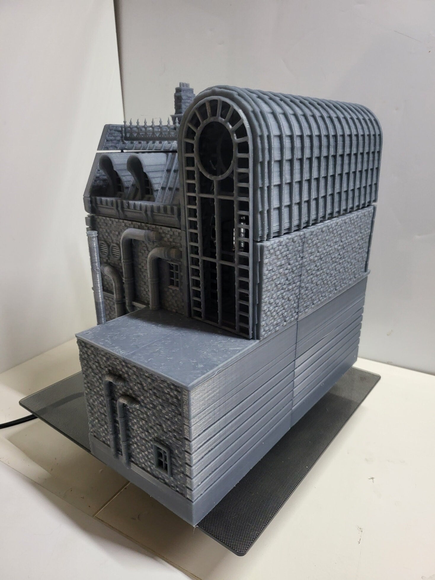 steampunk, modern, industrial terrain, post apocalyptic, warhammer, Tabletop Terrain, Tabletop games, wargaming, table top, terrain, Steampunk Laandan, Long building, Victorian Terrain, modular building, modular terrain