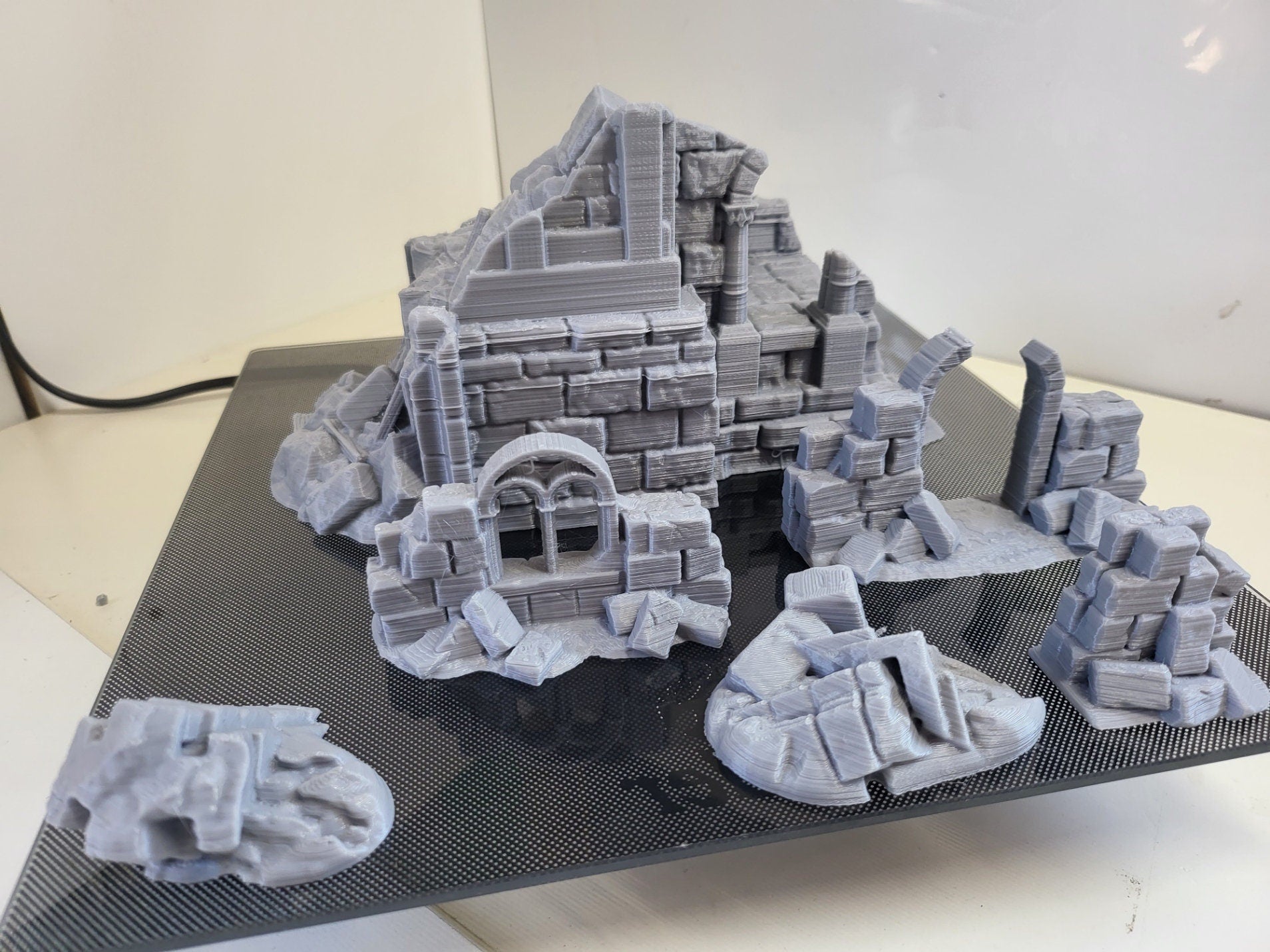 Tabletop Ruins, Barracks Ruin, Ruins, Dungeons and Dragons, Tabletop Terrain, RPG, WarGame, warhammer terrain, warhammer, Dnd, 28mm, 32mm, role playing, Tabletop, Barracks, Dark Realms 28mm, Miniature, Grey, Plastic, Toy, Playset, TabletopGaming