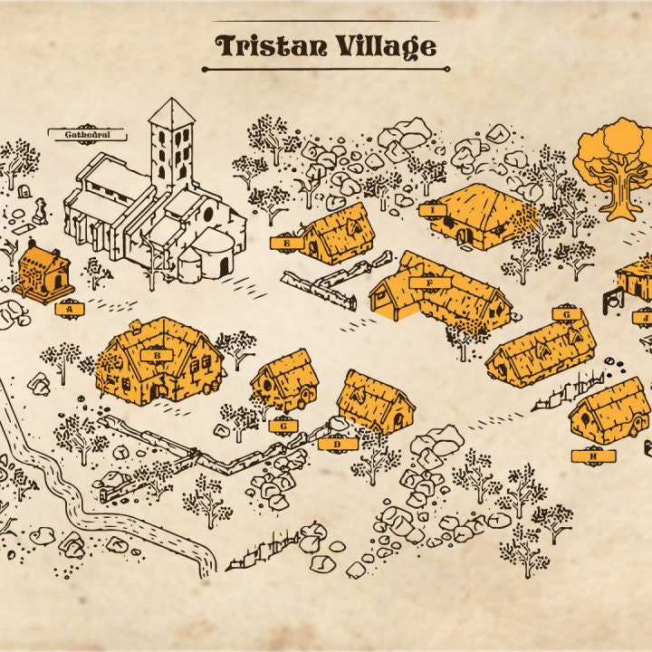 Tristan Village 10 medieval buildings Tristan Cathedral