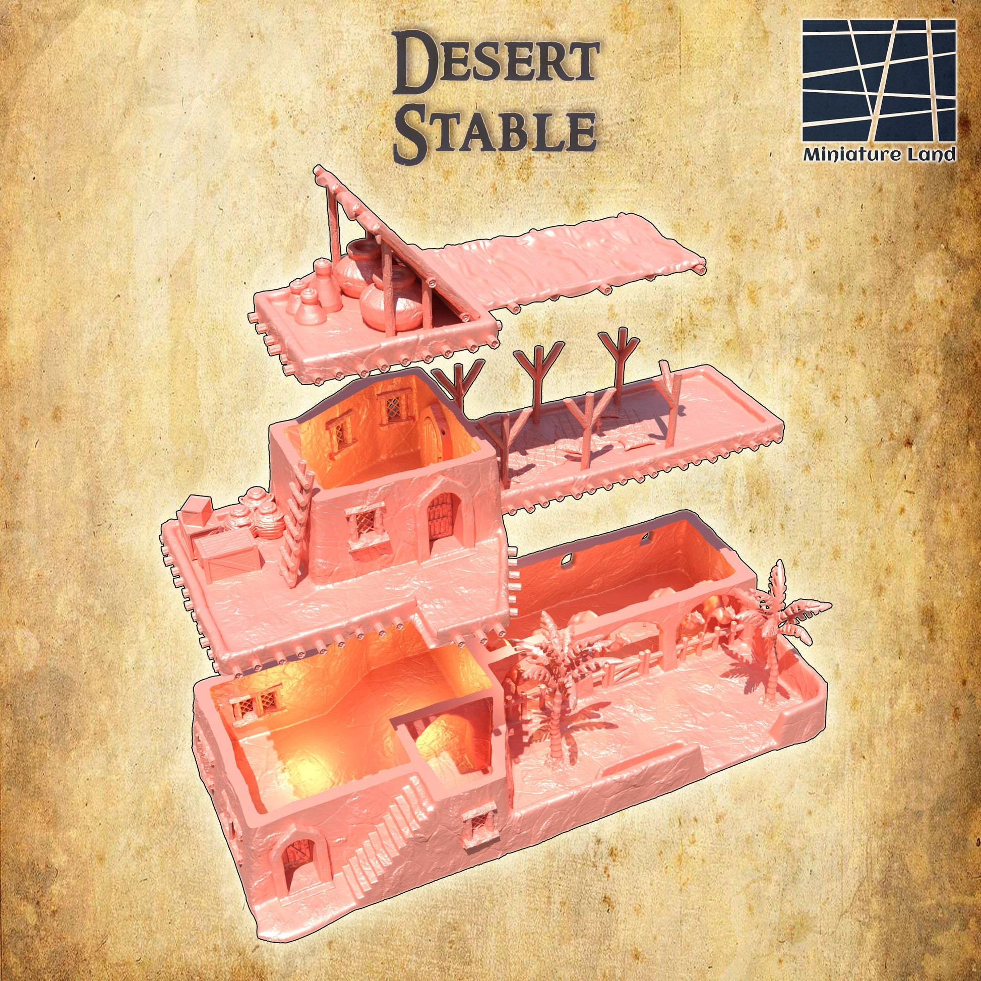 Tabletop Terrain, Mordheim, DnD, Wizard School, Tower, Wizard, Ruined, Train Set, Tabletop, Fantasy Terrain, Town Set, Town and Market, Mordheim Set, Wargaming, Dungeons and Dragons, Lord of the rings, RPG Set, Village Set, Dragon, desert, stable