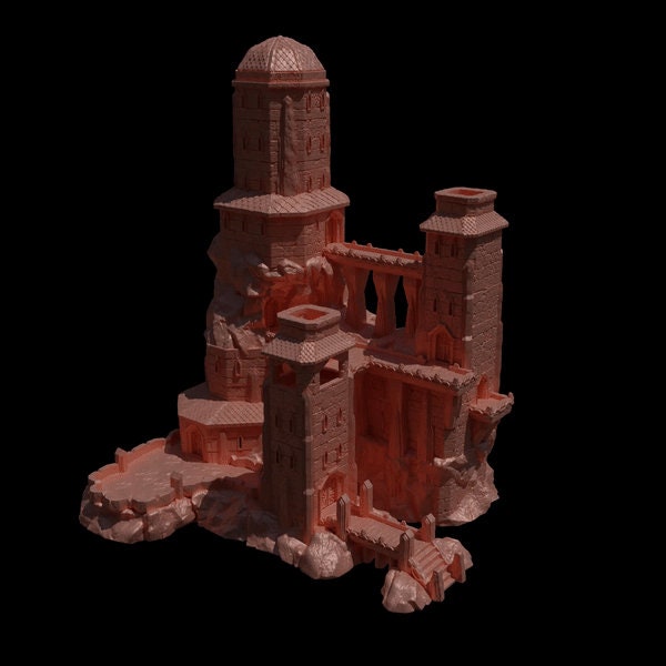 Old Dwarf Fort for tabletop wargaming, ancient dwarf fortress, DnD, Pathfinder, wargames, 3D printed PLA terrain, high-quality fort, realistic textures, strategic gameplay, RPG scenery.