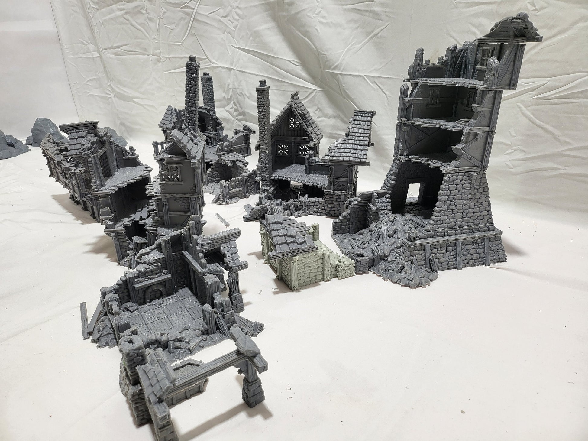 Barrenfall Ruins Bundle, 3 ruined buildings & 1 Tower Ruin