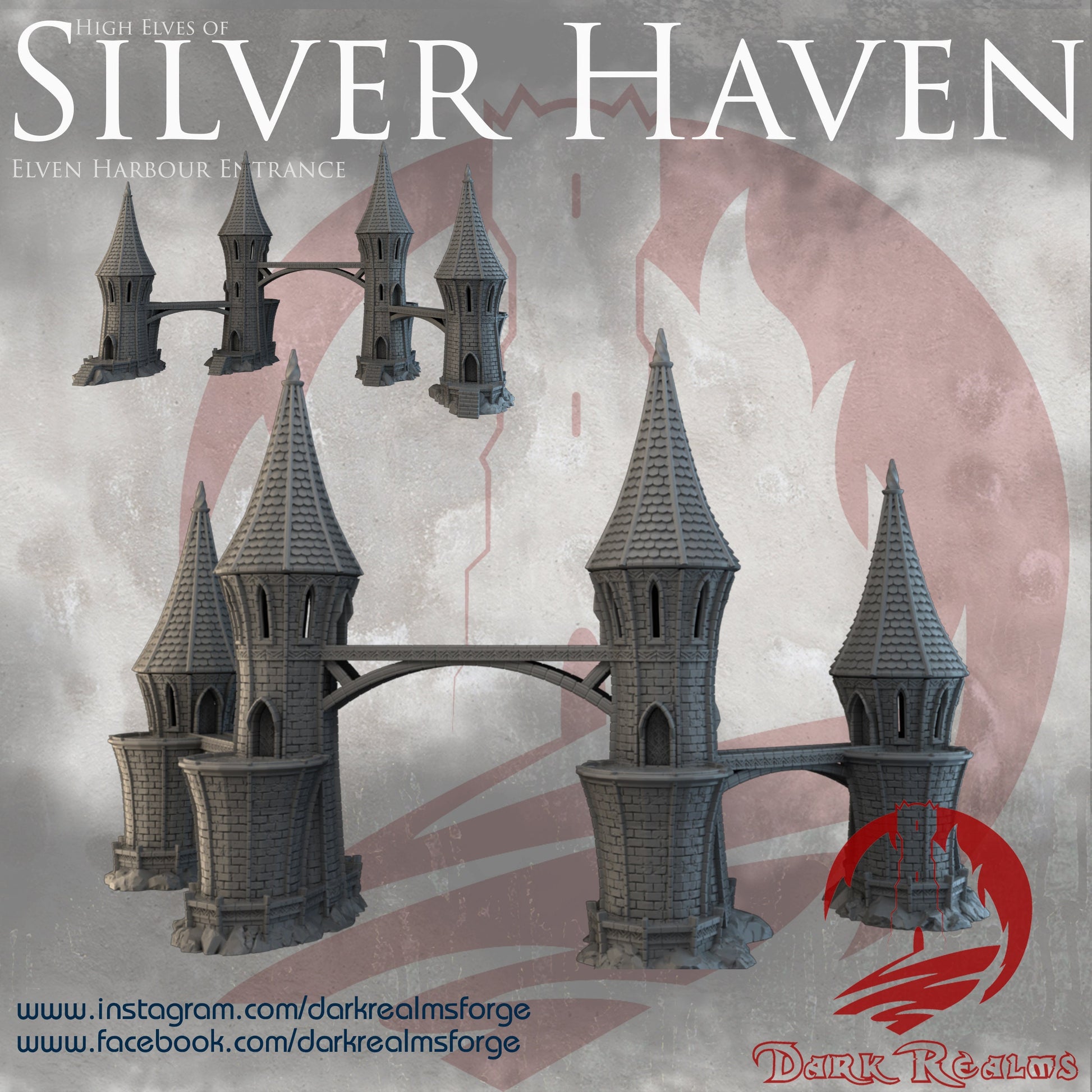 DnD Miniature, 40k Terrain, Train Terrain, Tabletop Town, Tabletop Game, Dnd Table, DND Terrain, DND Miniatures, gaming terrain, 28mm Castle, 28mm Terrain, warhammer, time keeper, Silver Haven, Elven River City