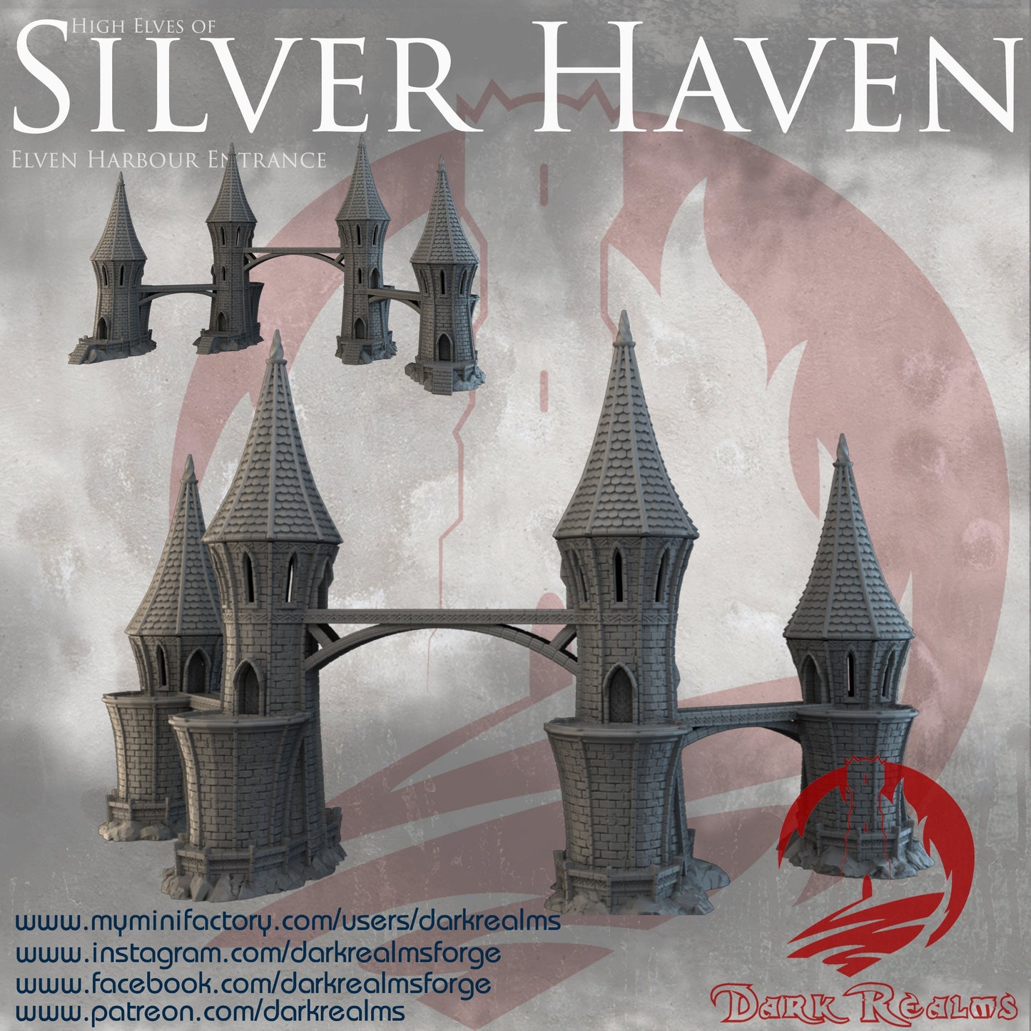 DnD Miniature, 40k Terrain, Train Terrain, Tabletop Town, Tabletop Game, Dnd Table, DND Terrain, DND Miniatures, gaming terrain, 28mm Castle, 28mm Terrain, warhammer, time keeper, Silver Haven, Elven River City