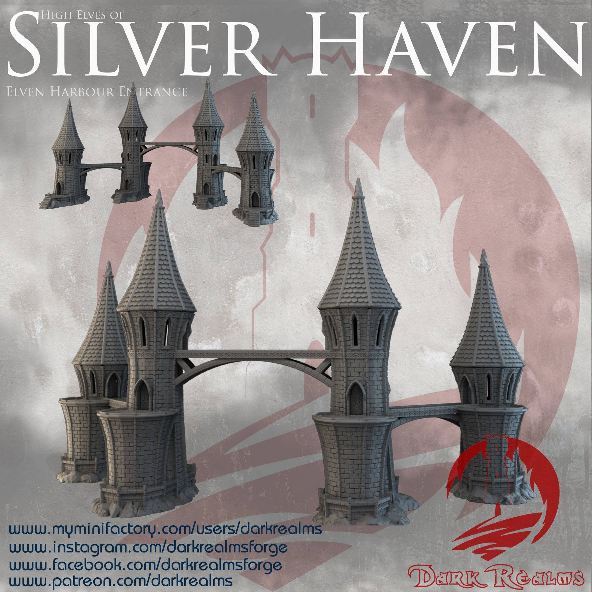 DnD Miniature, 40k Terrain, Train Terrain, Tabletop Town, Tabletop Game, Dnd Table, DND Terrain, DND Miniatures, gaming terrain, 28mm Castle, 28mm Terrain, warhammer, time keeper, Silver Haven, Elven River City