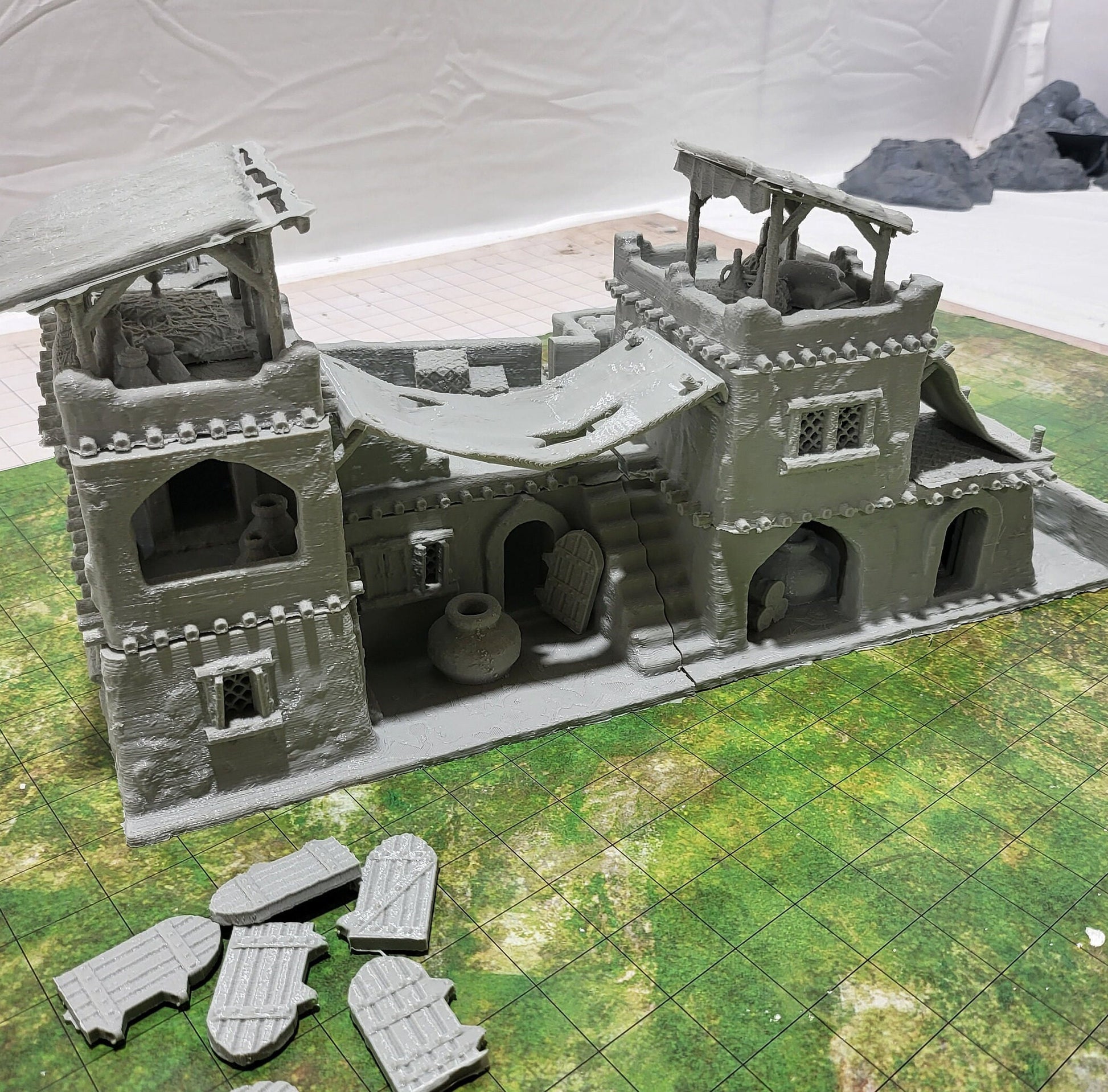 Tabletop Terrain, Mordheim, DnD, Wizard School, Tower, Wizard, Ruined, Train Set, Tabletop, Fantasy Terrain, Town Set, Town and Market, Mordheim Set, Wargaming, Dungeons and Dragons, Lord of the rings, RPG Set, Village Set, Dragon, Market
